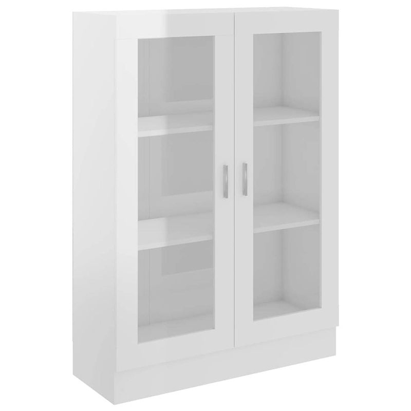 Foto van The living store vitrinekast - hoogglans wit - 82.5 x 30.5 x 115 cm - 3 vakken - 2 deuren