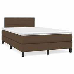 Foto van The living store boxspringbed - comfort - bed - 203 x 120 x 78/88 cm - donkerbruin - stof (100% polyester)