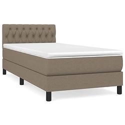 Foto van The living store boxspringbed - comfortmax - bed 193x90x78/88cm - taupe - pocketvering matras 90x190x20cm - middelharde