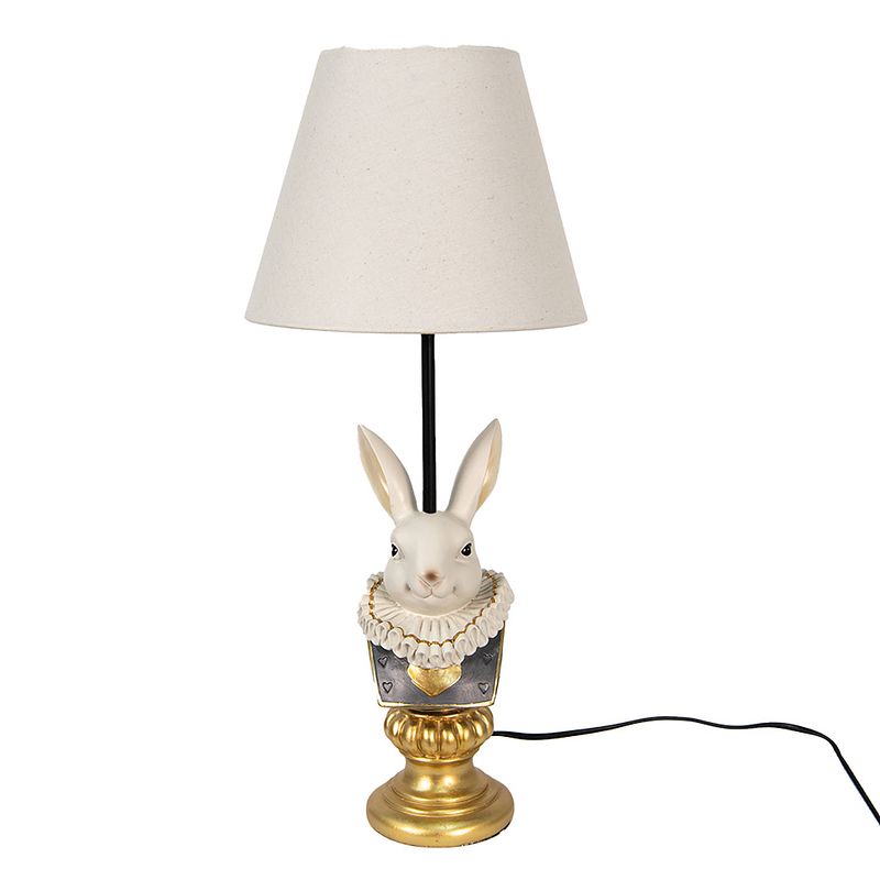 Foto van Haes deco - tafellamp - dramatic chic - stijlvol konijn, ø 23x53 cm - goudkleurig - bureaulamp, sfeerlamp, nachtlampje