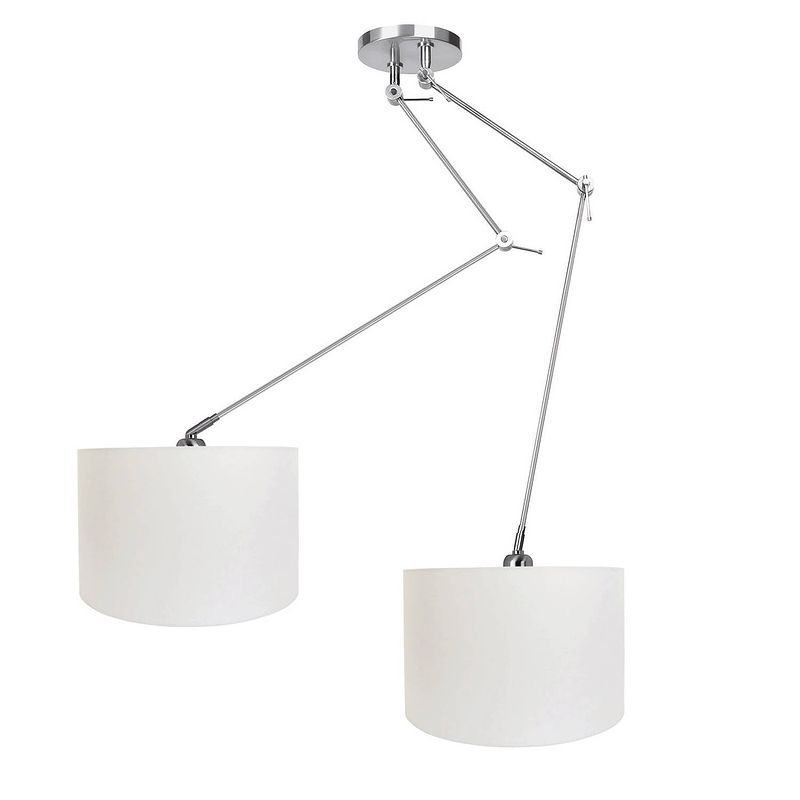 Foto van I-lumen hanglamp knik 2 lichts met witte kappen ø 40 cm mat chroom