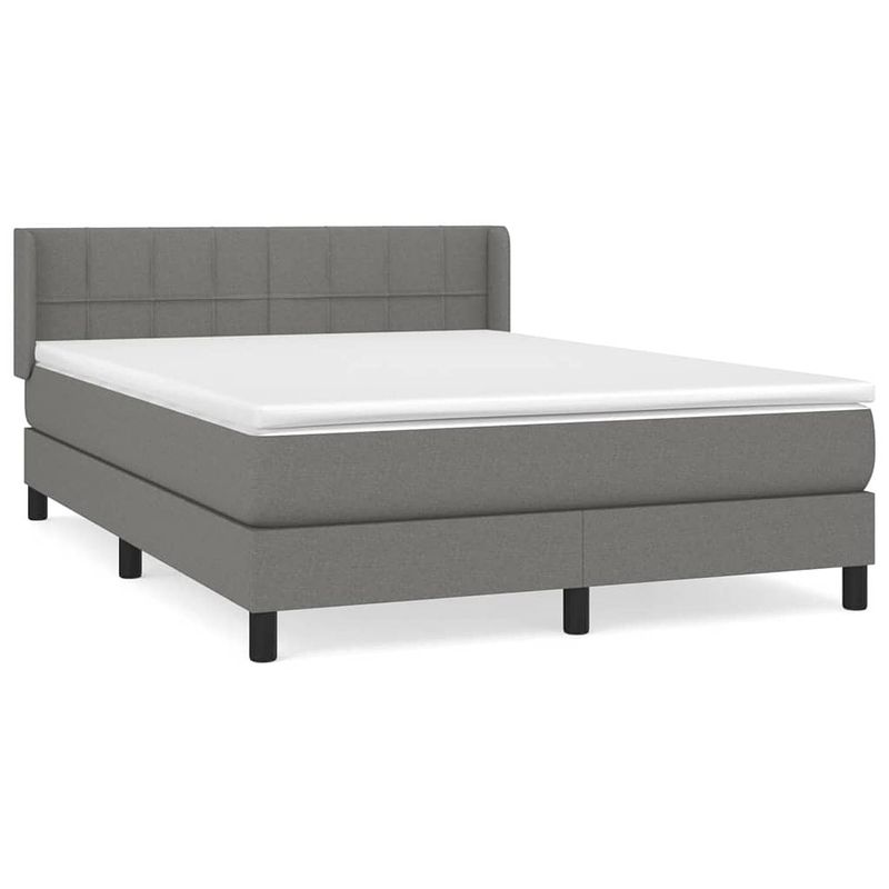 Foto van The living store boxspring bed - donkergrijs - 193x147x78/88 cm - pocketvering matras - middelharde ondersteuning -