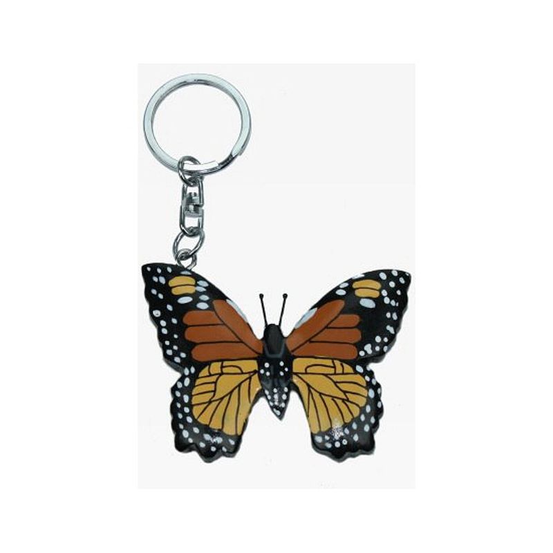 Foto van Houten vlinder sleutelhanger 6 cm - sleutelhangers