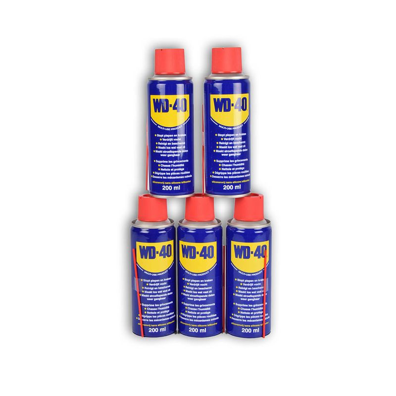 Foto van 5 stuks wd-40 multispray van 250 ml - wd 40 spuitbus - inhoud 250ml - voertuigonderhoudsmiddel