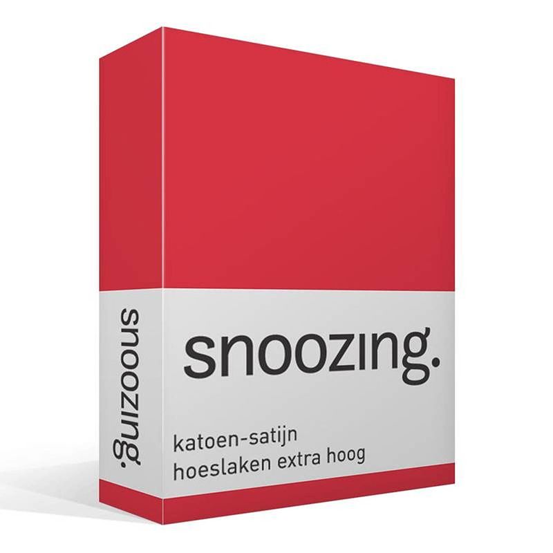 Foto van Snoozing - katoen-satijn - hoeslaken - extra hoog - 160x210 - rood