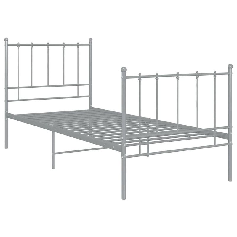 Foto van The living store bedframe eenpersoons grijs - 206x95x99 cm - gepoedercoat metaal