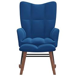 Foto van The living store schommelfauteuil blokpatroon - 61 x 78 x 98 cm - blauw