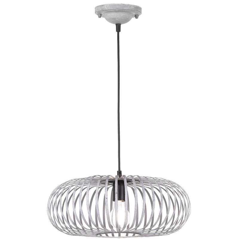 Foto van Led hanglamp - hangverlichting - trion johy - e27 fitting - rond - antiek grijs - aluminium