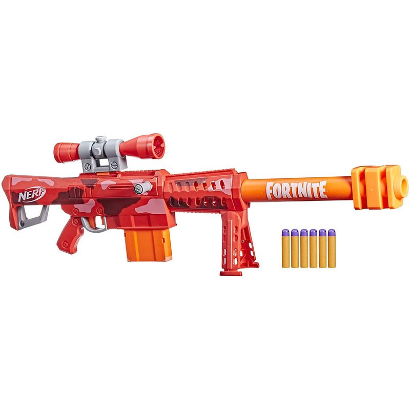 Foto van Nerf speelpistool fortnite heavy ba-r 85 cm rood 2-delig