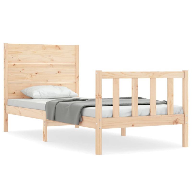 Foto van The living store bedframe - massief grenenhout - 195.5 x 95.5 x 100 cm - multiplex lattenbodem