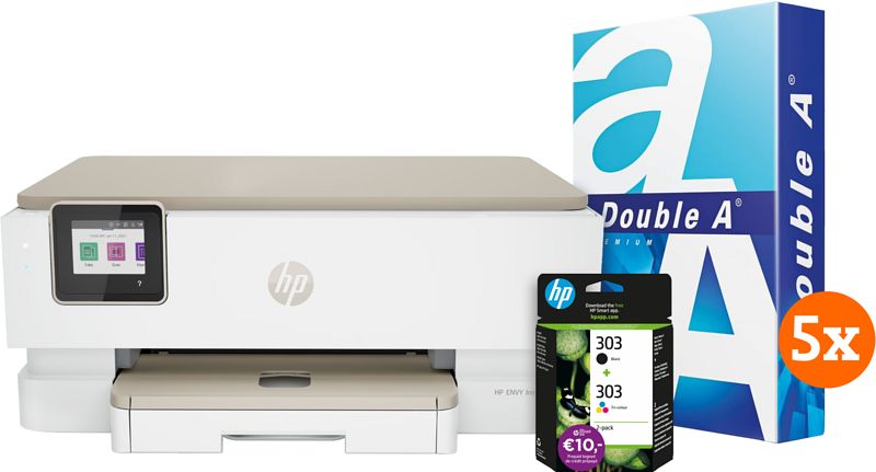 Foto van Hp envy inspire 7224e + 1 set extra inkt + 2.500 vellen a4 papier