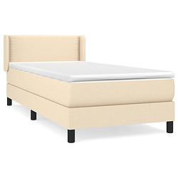 Foto van The living store boxspringbed - bed - 203x103x78/88 cm - crème - duurzaam materiaal