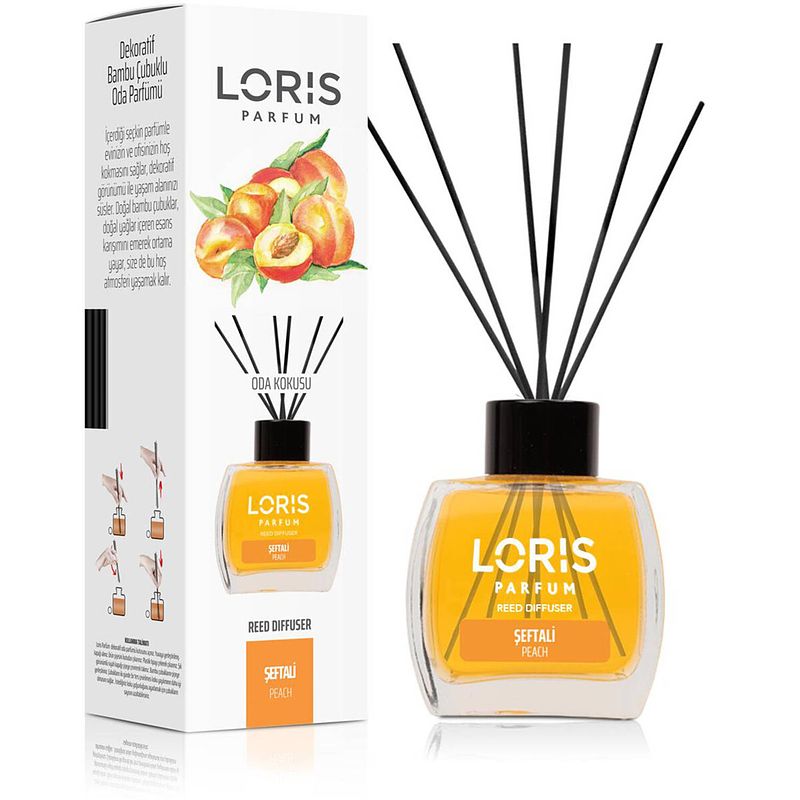 Foto van Loris - parfum - geurstokjes - huisgeur - huisparfum - peach - 120ml