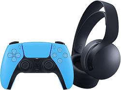 Foto van Sony playstation 5 dualsense controller starlight blue + sony pulse 3d wireless headset