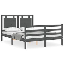 Foto van The living store bedframe grenenhout - grijs - 205.5 x 125.5 x 100 cm - multiplex lattenbodem