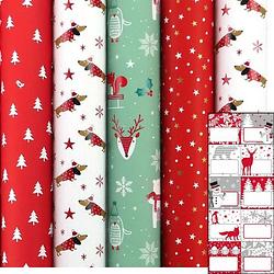 Foto van Santas helper - kerstpapier assortiment cadeaupapier - 2 meter x 70 cm - 5 rollen - inclusief labels