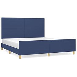 Foto van Vidaxl bedframe met hoofdeinde stof blauw 160x200 cm