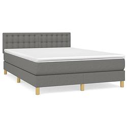 Foto van The living store boxspringbed - donkergrijs - 203x144x78/88cm - pocketvering matras - middelharde ondersteuning -