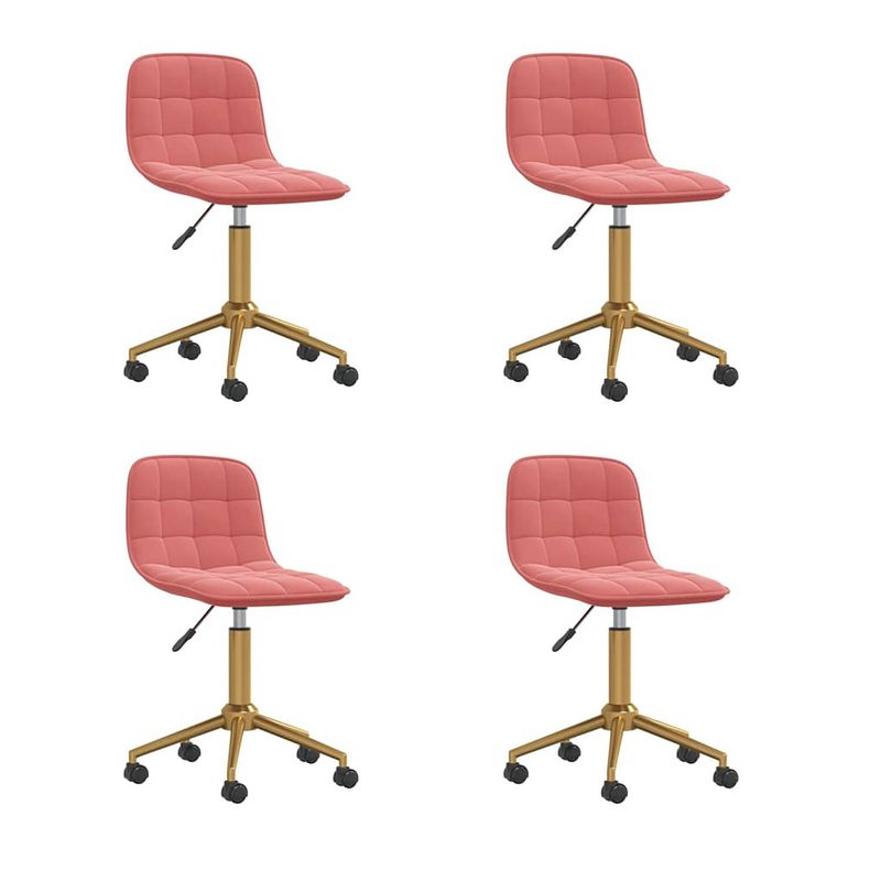 Foto van Vidaxl eetkamerstoelen draaibaar 4 st fluweel roze