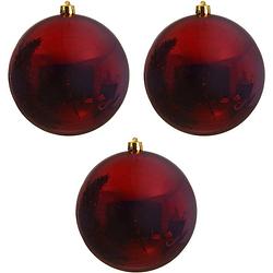 Foto van 3x grote raam/deur/kerstboom decoratie donker rode kerstballen 20 cm glans - kerstbal