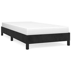 Foto van The living store bedframe - zacht fluweel - ondersteunende poten - multiplex lattenbodem - zwart - 203 x 93 x 25 cm