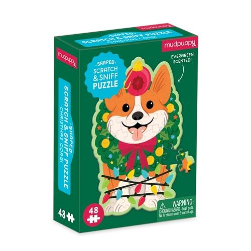 Foto van Christmas corgi 48 piece scratch and sniff shaped mini pzl - puzzel;puzzel (9780735379053)