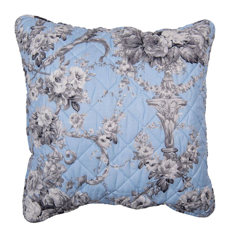 Foto van Clayre & eef kussenhoes 50*50 cm blauw polyester bloemen vierkant