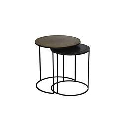 Foto van Side table s/2 41x46+49x52 cm talca ant copper+brnz edge