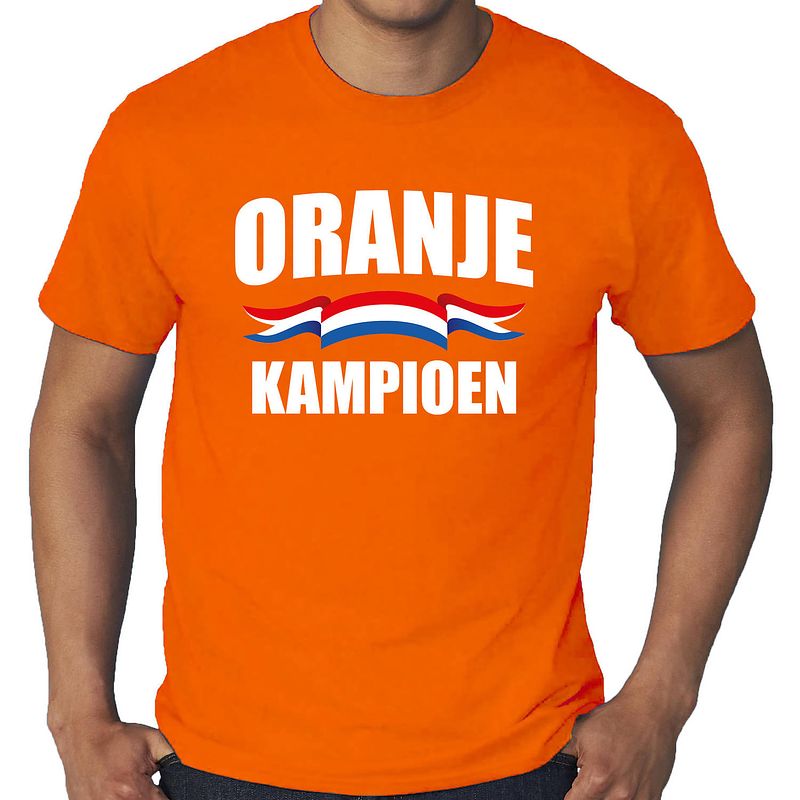 Foto van Grote maten oranje fan shirt / kleding holland oranje kampioen ek/ wk voor heren 3xl - feestshirts