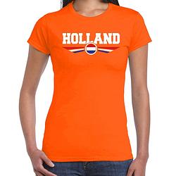 Foto van Holland landen / voetbal shirt met wapen in de kleuren van de nederlandse vlag oranje voor dames l - feestshirts