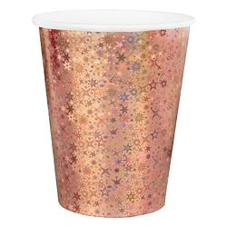 Foto van Feest wegwerp bekertjes - glitter - 10x stuks - 270 ml - rosegoud - feestbekertjes