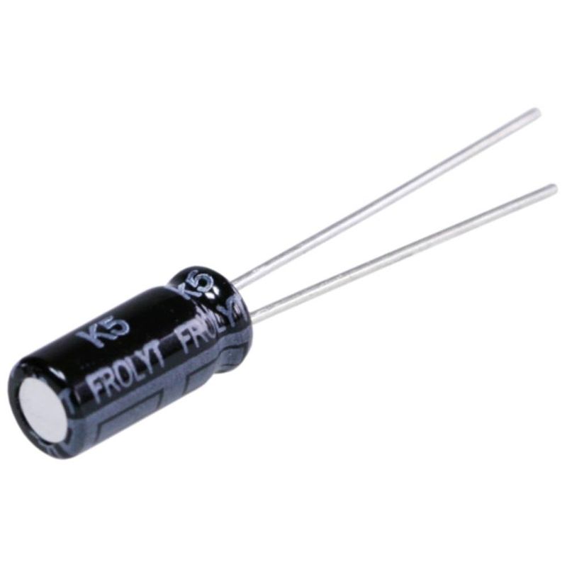 Foto van Frolyt e-rf3082 elektrolytische condensator radiaal bedraad 2.5 mm 4.7 µf 50 v 20 % (ø x l) 5.5 mm x 12 mm 1 stuk(s)