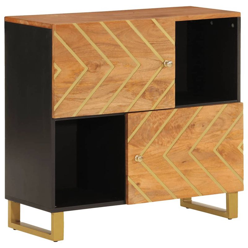 Foto van Vidaxl dressoir 80x33,5x75 cm massief mangohout bruin en zwart