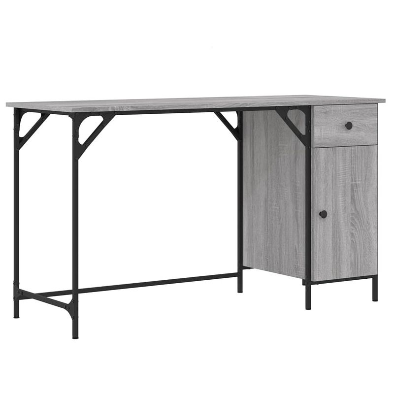 Foto van Vidaxl bureau 131x48x75 cm bewerkt hout grijs sonoma eikenkleurig