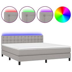 Foto van The living store bed - led boxspring 160x200 - lichtgrijs - pocketvering matras - huidvriendelijk topmatras