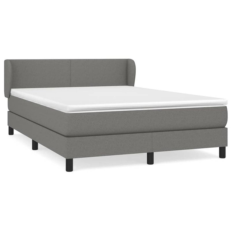 Foto van The living store boxspringbed - donkergrijs - 193 x 147 x 78/88 cm - pocketvering matras - middelharde ondersteuning -