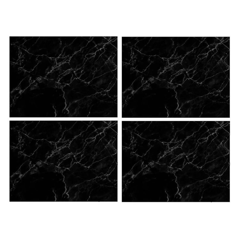 Foto van 4x stuks marmeren stijl placemats van vinyl 40 x 30 cm zwart - placemats