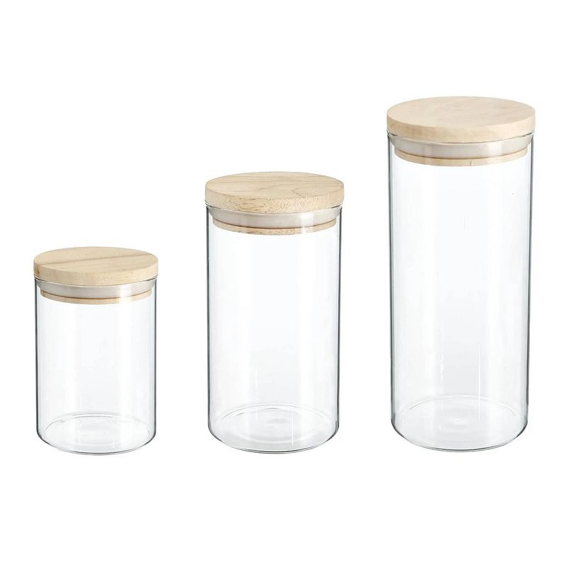 Foto van Set van 3x keuken voorraadbussen/potten glas 0.6-1.0-1.3 liter inhoud - voorraadpot