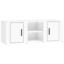 Foto van The living store televisiekast tv-meubel - 100 x 31.5 x 35 cm - stevig wit bewerkt hout