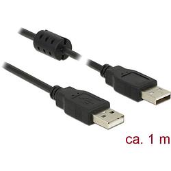 Foto van Delock usb-kabel usb 2.0 usb-a stekker, usb-a stekker 1.00 m zwart met ferrietkern 84889