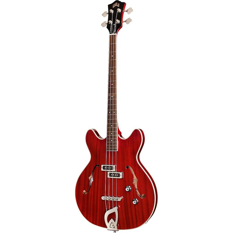 Foto van Guild newark st. collection starfire i bass cherry red semi-akoestische basgitaar