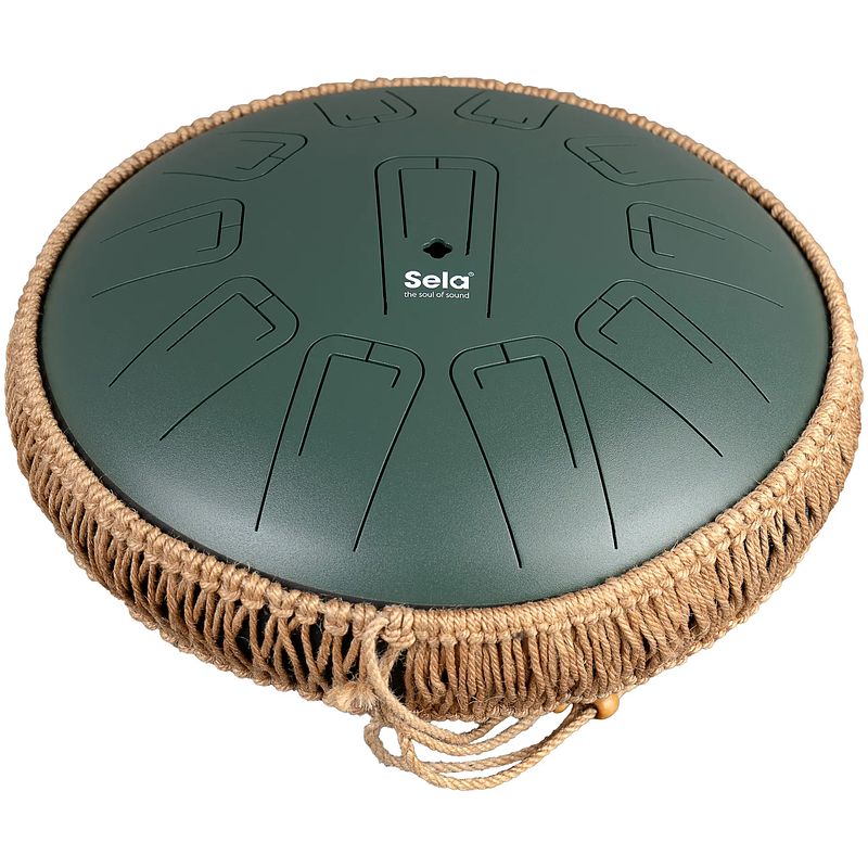 Foto van Sela setd13u2 unity steel tongue drum dark green c-majeur tongue drum 13 inch