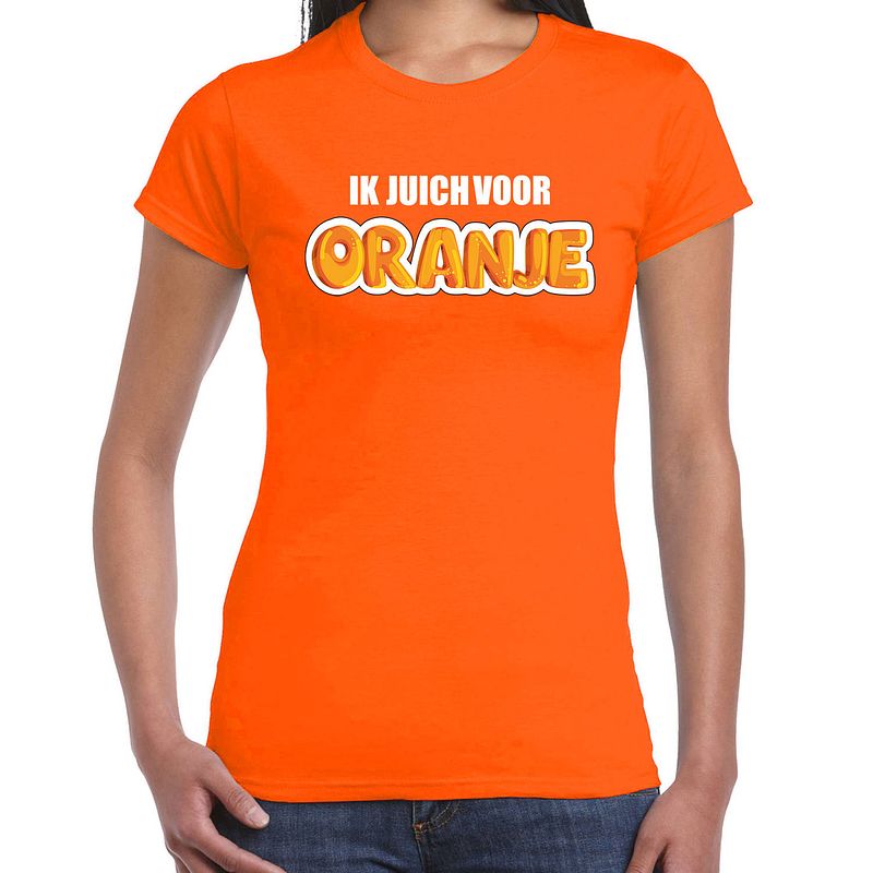 Foto van Oranje fan shirt / kleding holland ik juich voor oranje ek/ wk voor dames 2xl - feestshirts