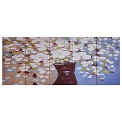 Foto van Vidaxl wandprintset bloemen in vaas 150x60 cm canvas meerkleurig