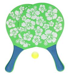 Foto van Groene beachball set met bloemenprint buitenspeelgoed - beachballsets