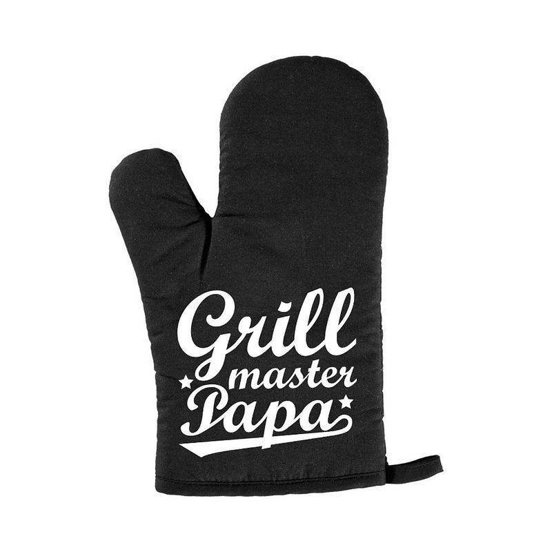 Foto van Grillmaster papa bbq handschoen/ barbecue want zwart heren - vaderdag cadeau - ovenwanten