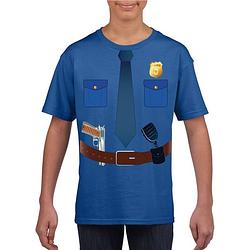 Foto van Politie verkleedkleding t-shirt blauw voor kinderen s (122-128) - feestshirts