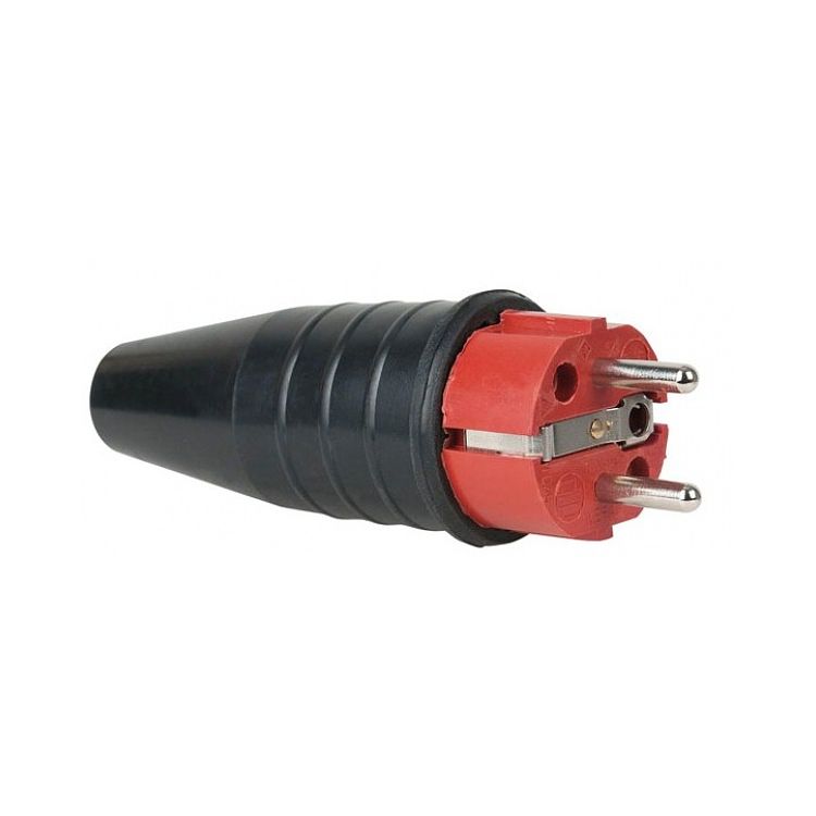 Foto van Showtec rubber schuko connector male 230v/240v rood