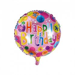 Foto van Wefiesta folieballon happy birthday confetti 45 cm roze