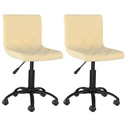 Foto van The living store draaibare eetkamerstoelen - set van 2 - fluweel - crème - 40x43x(76-87.5) cm